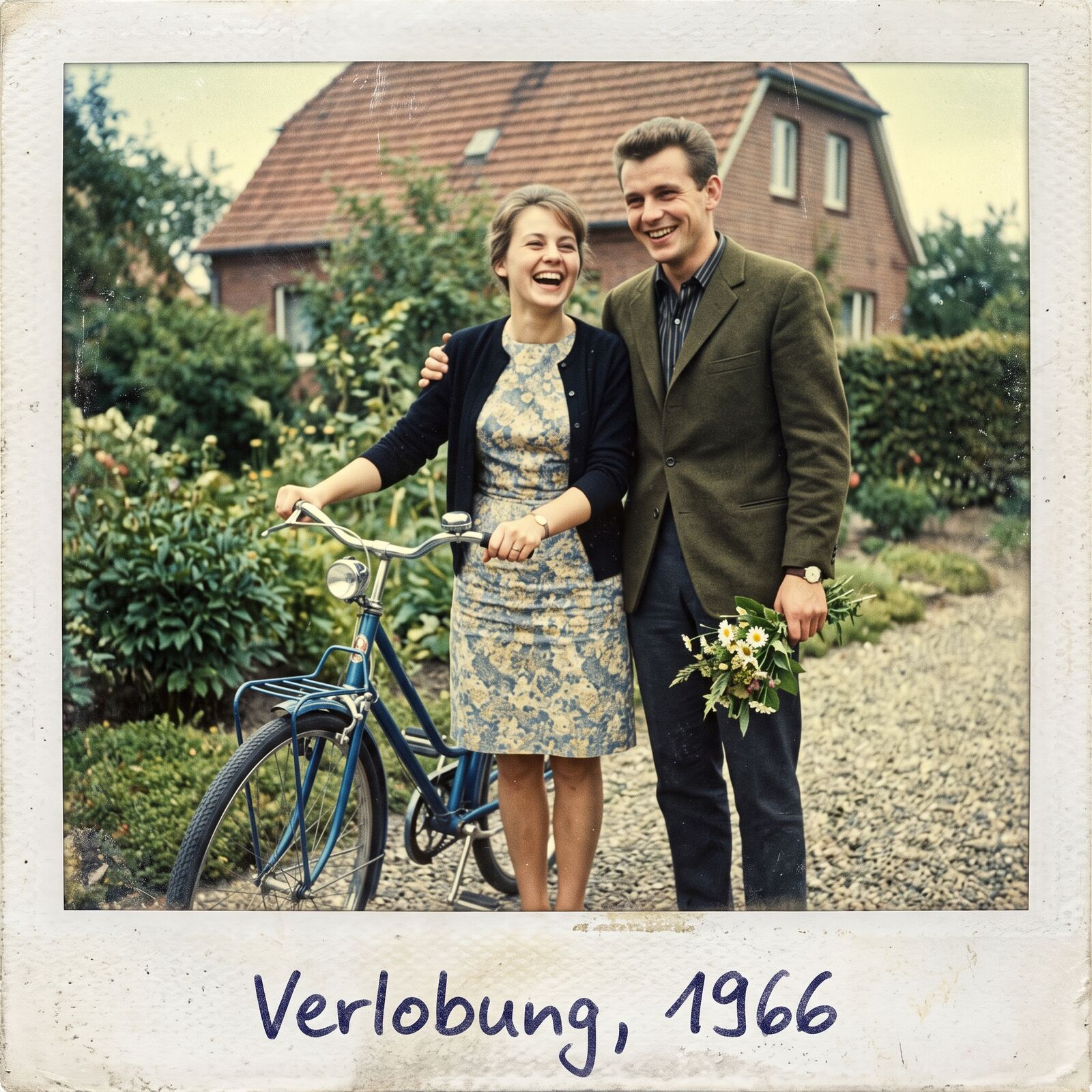 Verlobung 1966, mit dem blauen Fahrrad